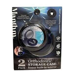 Manthm Orthodontic Storage Case 2 Pack Bonus Built In Mirror Retainer Case